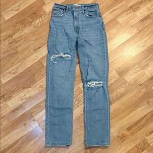 Abercrombie and Fitch the 90s straight ultra high-rise distressed LONG
